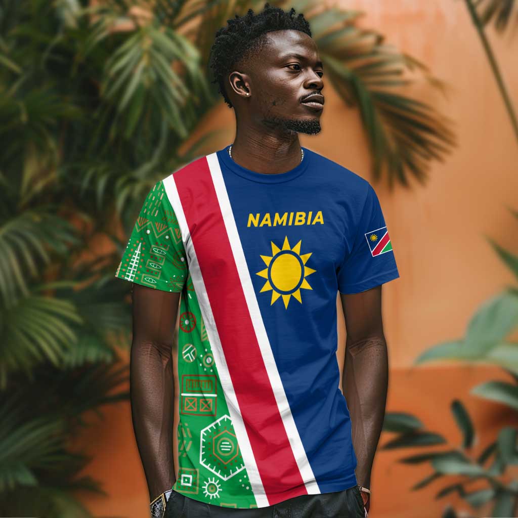 Namibia Gemsbok T shirt Flag Design with African Patterns TS04