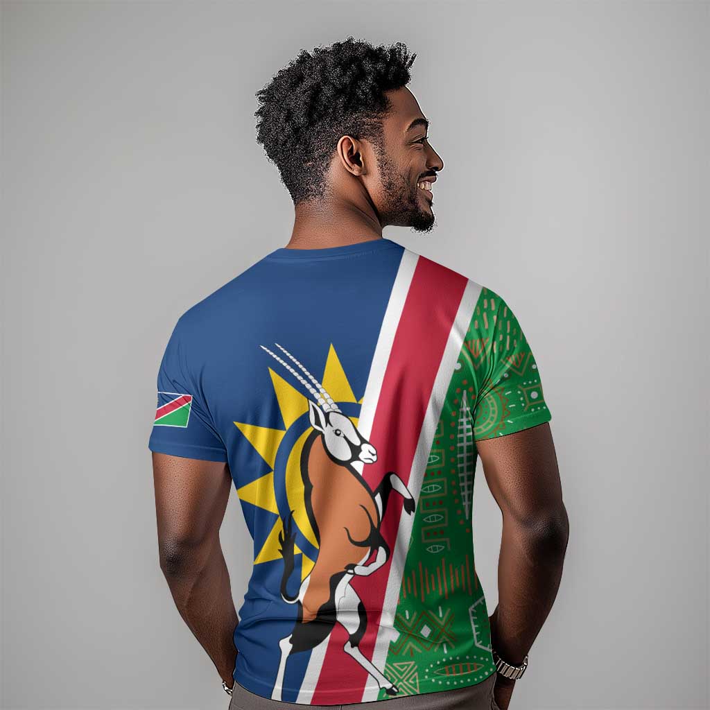 Namibia Gemsbok T shirt Flag Design with African Patterns TS04
