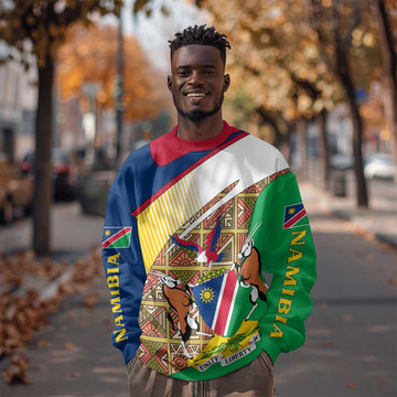 Afro Namibia Map Sweatshirt National Emblem and Cultural Motif Design TS04