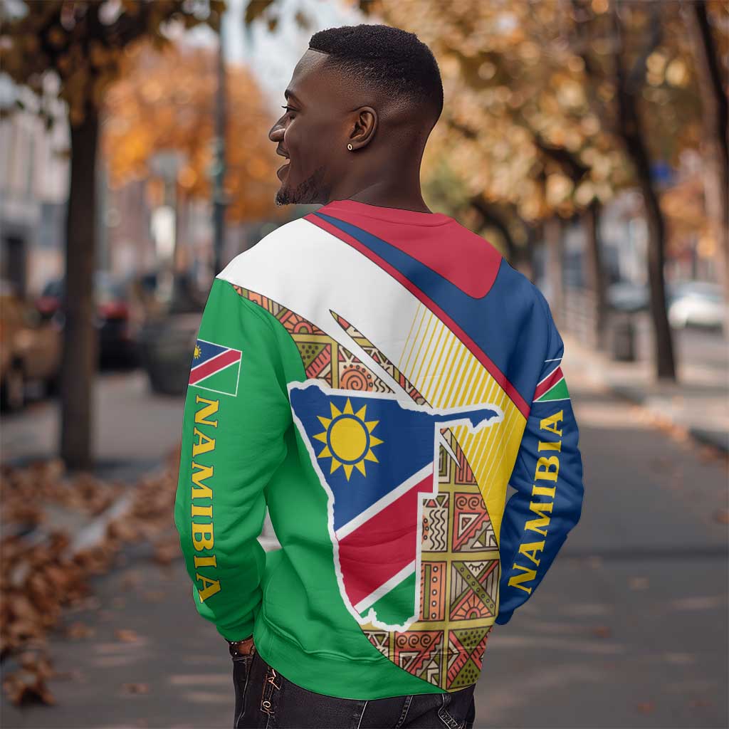 Afro Namibia Map Sweatshirt National Emblem and Cultural Motif Design TS04