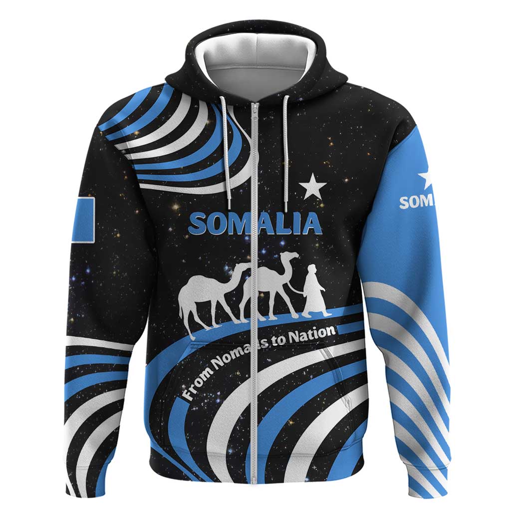 Somalia Hoodie with From Nomads to Nation Camel Galaxy Flag Spirit TS04