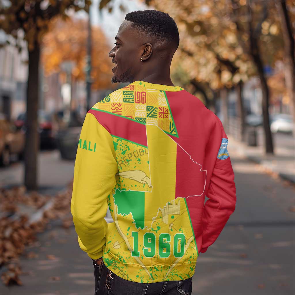 Mali in My Heart Sweatshirt Map with National Flag Colors TS04