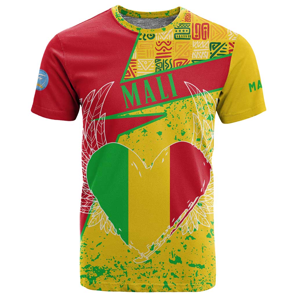Mali in My Heart T shirt Map with National Flag Colors TS04