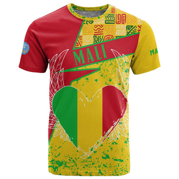 Mali in My Heart T shirt Map with National Flag Colors TS04