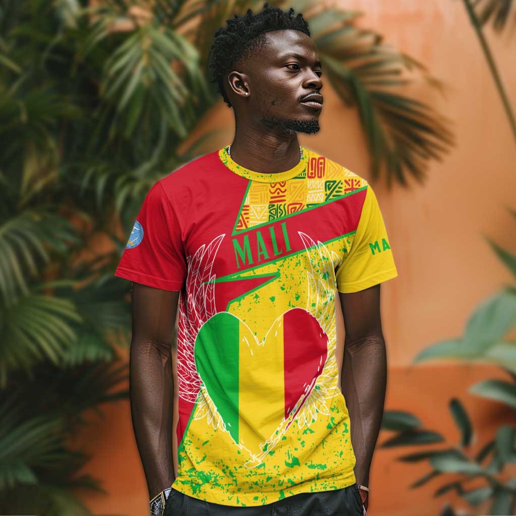 Mali in My Heart T shirt Map with National Flag Colors TS04