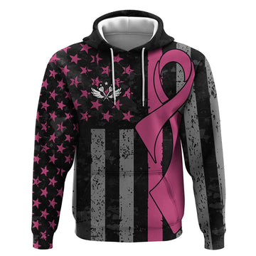 Personalized Pink Ribbon and American Flag Darts Hoodie TS04
