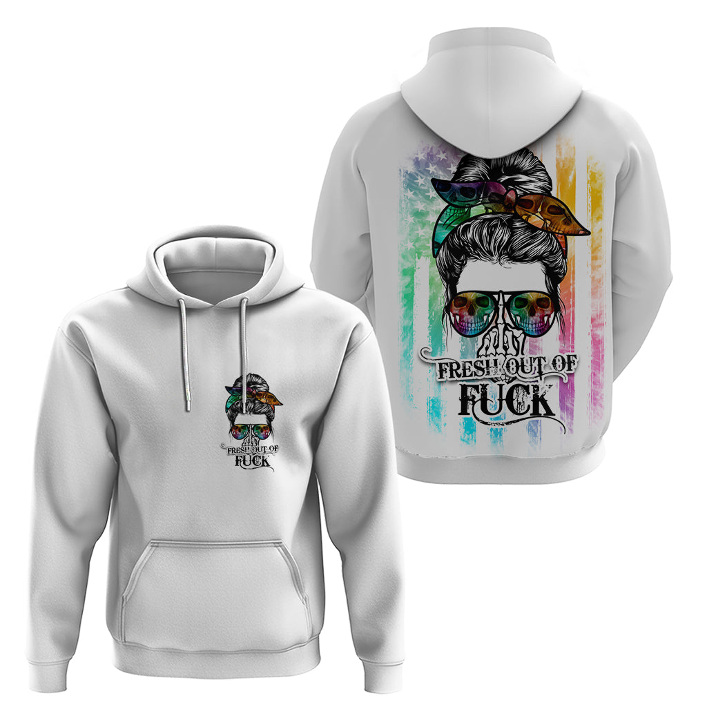 Fresh Out Of Fcks Messy Bun Tie Dye Hoodie TS04