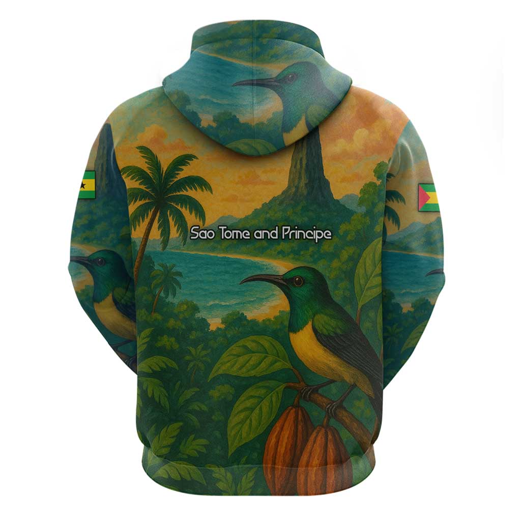 Sao Tome and Principe Tropical Island Hoodie with Bird and Cocoa Forest Print TS04
