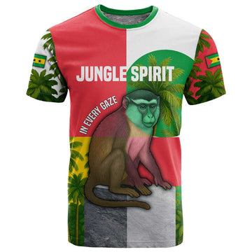 Jungle Spirit Monkey T shirt Sao Tome and Principe Tropical Flag Color TS04
