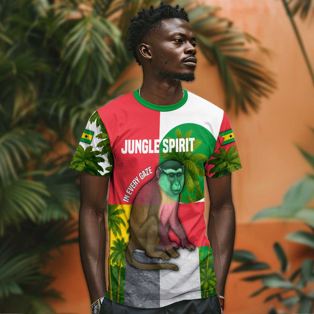 Jungle Spirit Monkey T shirt Sao Tome and Principe Tropical Flag Color TS04
