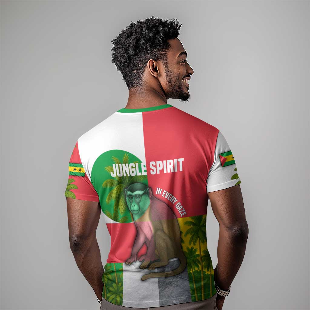 Jungle Spirit Monkey T shirt Sao Tome and Principe Tropical Flag Color TS04