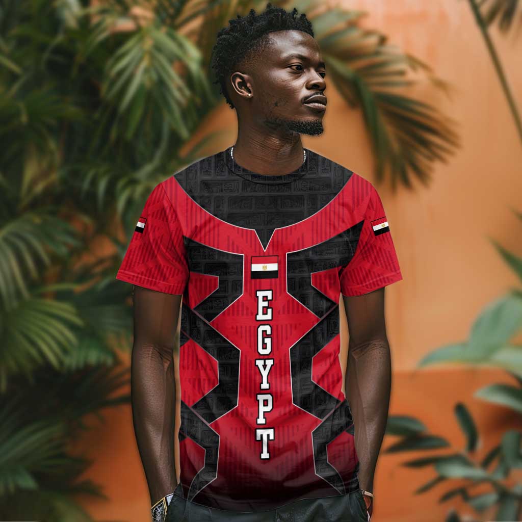 Egypt Flag Emblem T shirt Red Black Bold Spirit TS04