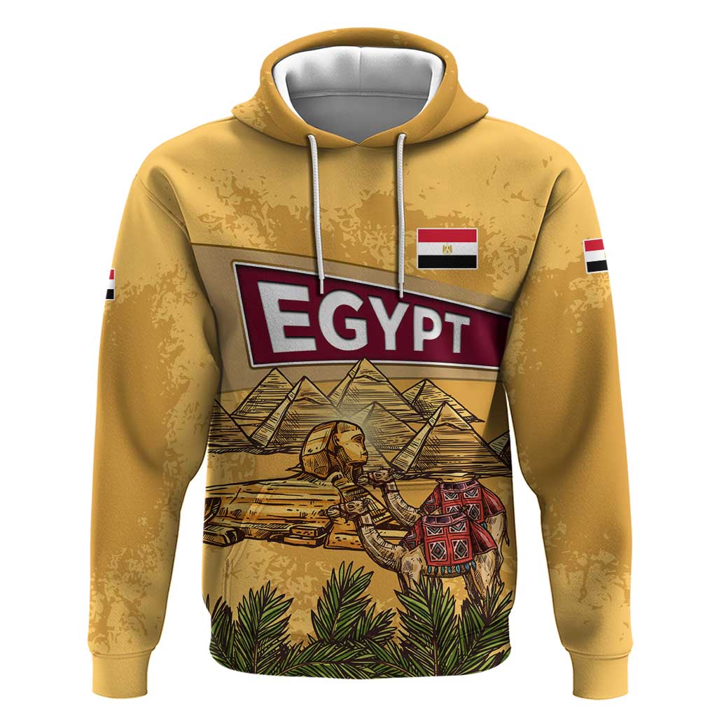 Egyptian Pyramids and Anubis Hoodie with Camel Caravan Desert TS04