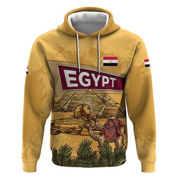 Egyptian Pyramids and Anubis Hoodie with Camel Caravan Desert TS04