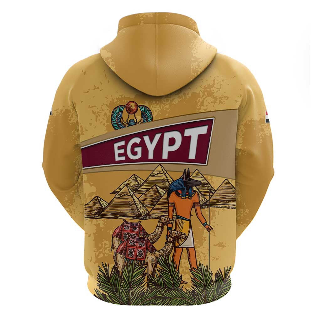 Egyptian Pyramids and Anubis Hoodie with Camel Caravan Desert TS04
