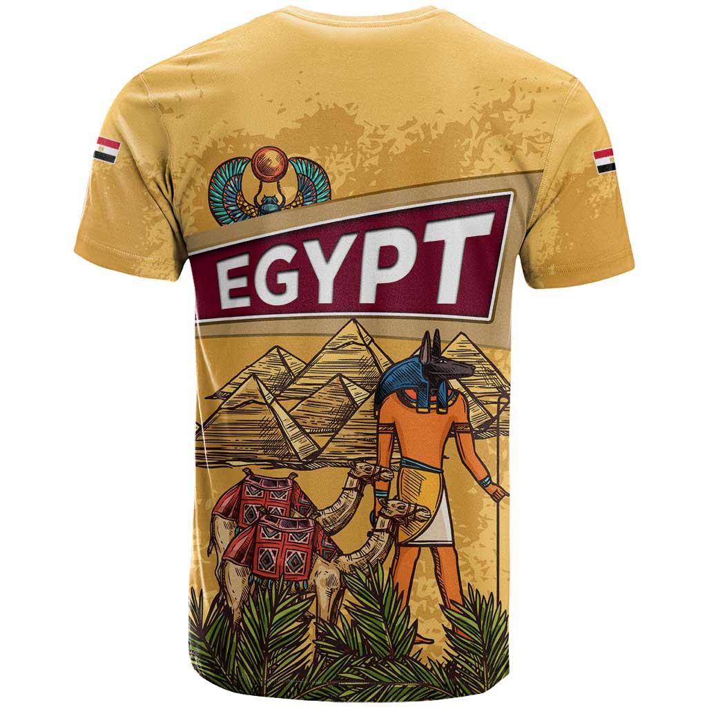Egyptian Pyramids and Anubis T shirt Camel Caravan Desert TS04