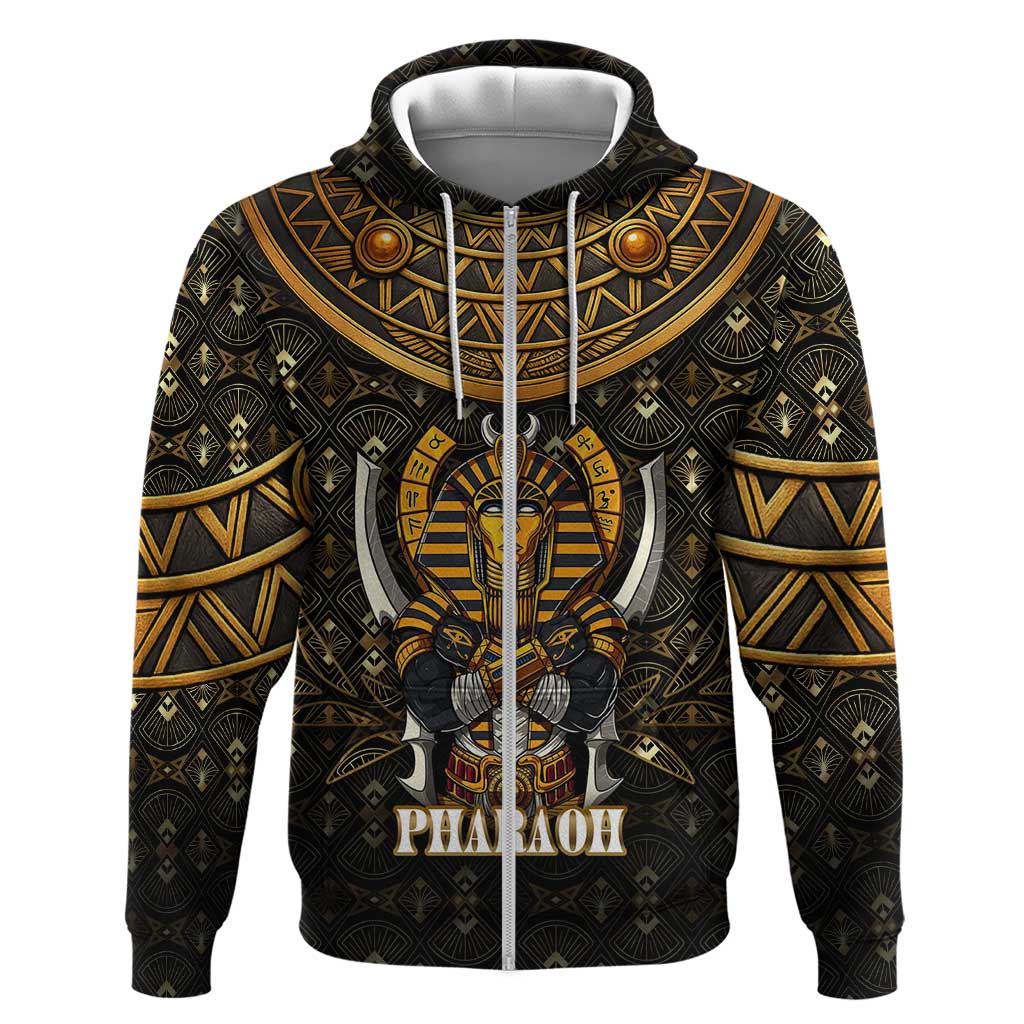 Pharaoh King Tut Egypt Hoodie with Hieroglyphic Gold Pattern TS04