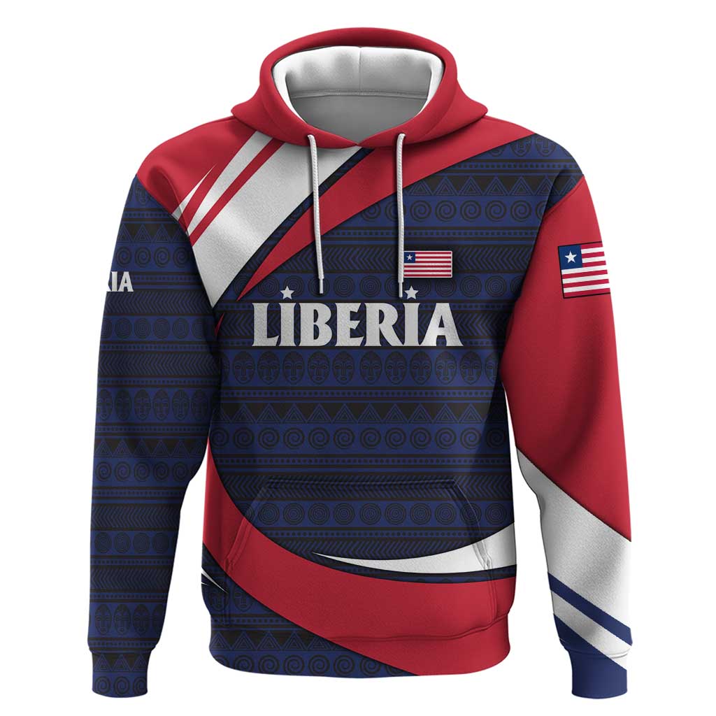 Liberia National Emblem Hoodie with Tribal Pattern and Heritage Colors Design TS04