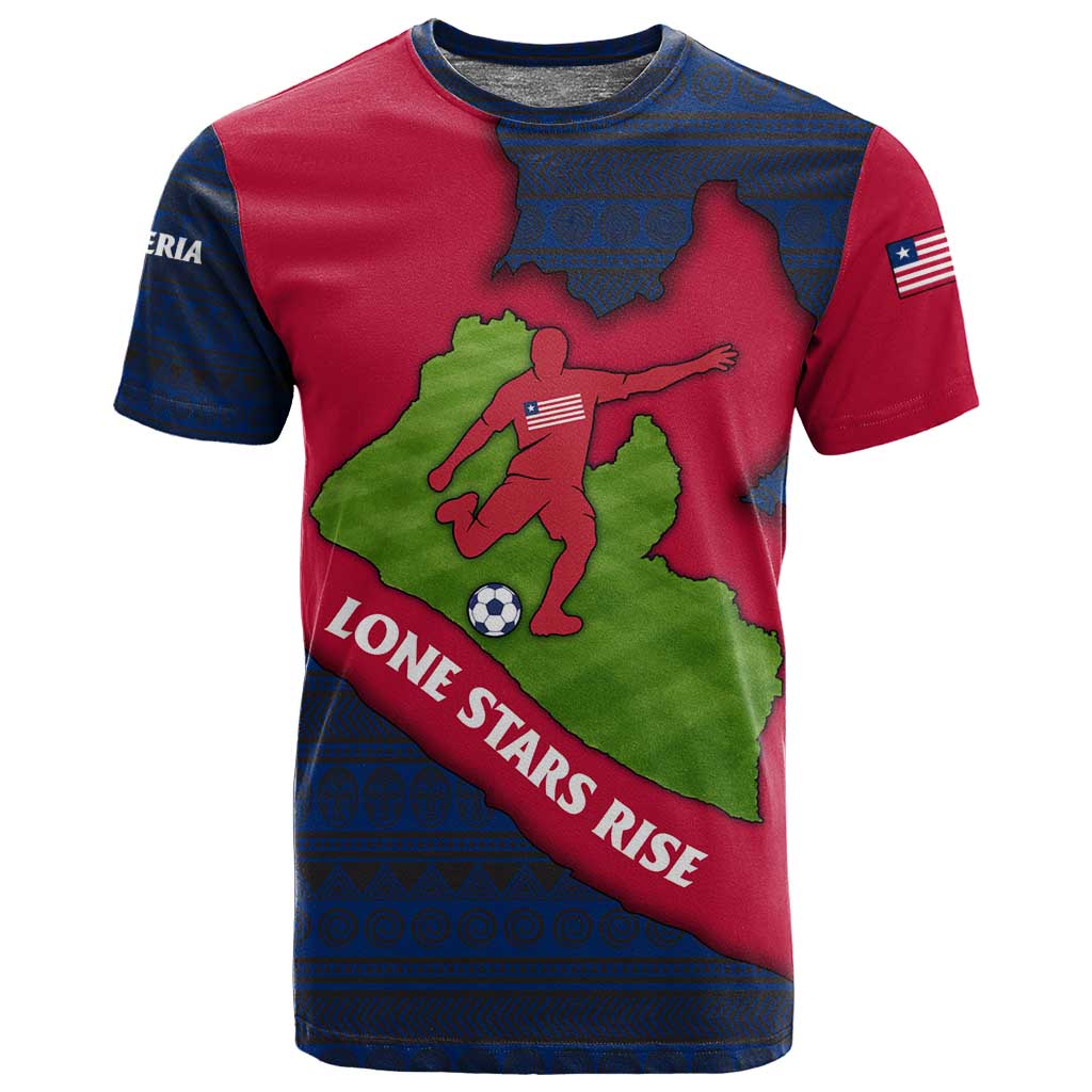 Liberia Lone Stars Rise Football T shirt Map Graphic and National Flag TS04
