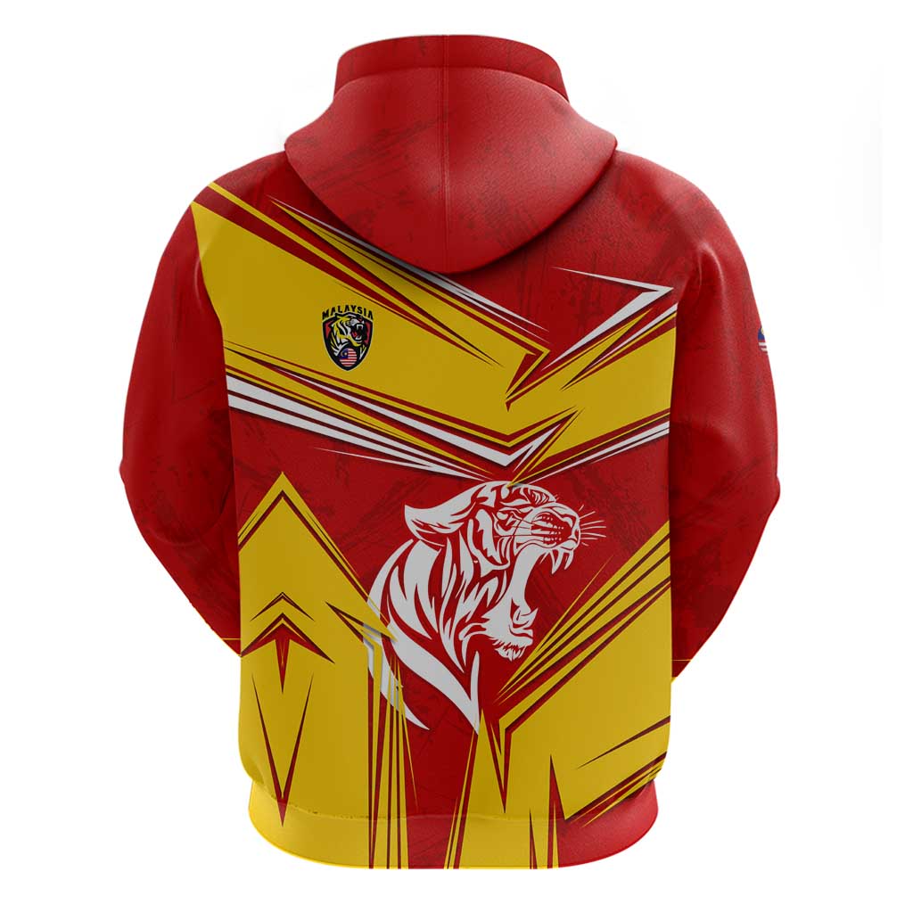 Malaysia Football Hoodie with Roaring Tiger and Red Yellow National Colors TS04