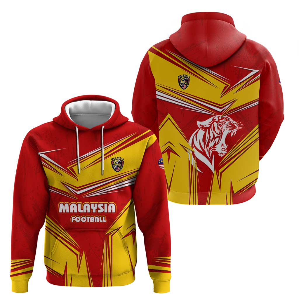 Malaysia Football Hoodie with Roaring Tiger and Red Yellow National Colors TS04