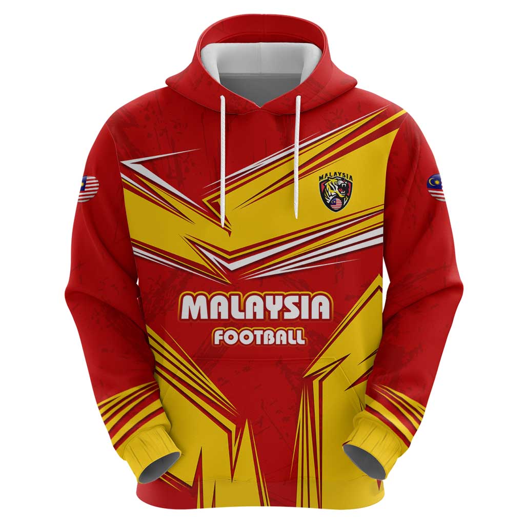 Malaysia Football Hoodie with Roaring Tiger and Red Yellow National Colors TS04