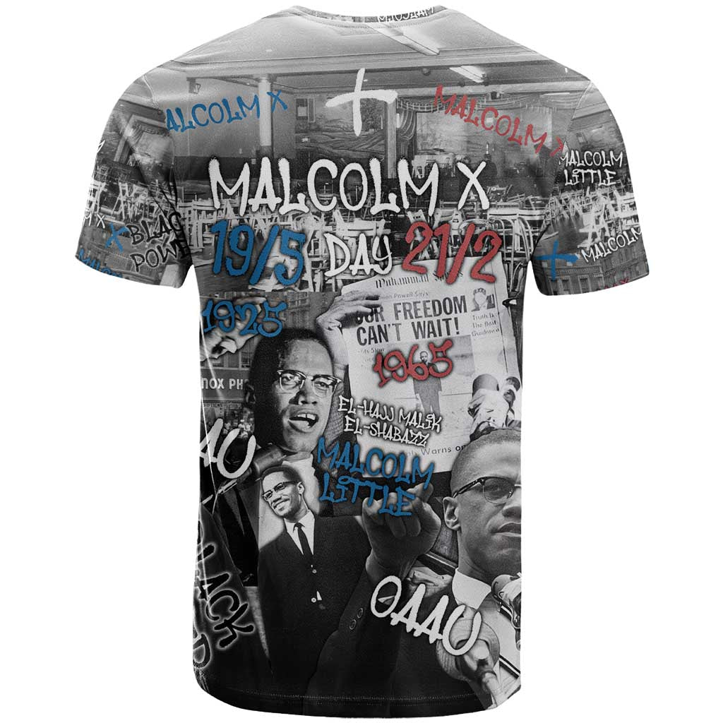 Afro Malcolm X T shirt Quotes Dates and Black History Activist Theme TS04
