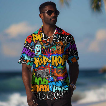 Hip Hop Graffiti African Hawaiian Shirt Black Melanin Text and Urban Street Art TS04