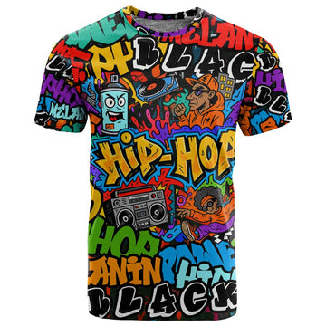 Hip Hop Graffiti African T shirt Black Melanin Text and Urban Street Art TS04
