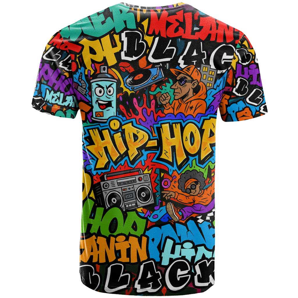 Hip Hop Graffiti African T shirt Black Melanin Text and Urban Street Art TS04
