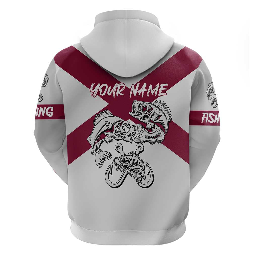 Florida State Flag Fishing Hoodie Hook and Fish Sketch Graphic in Red and White Design TS04