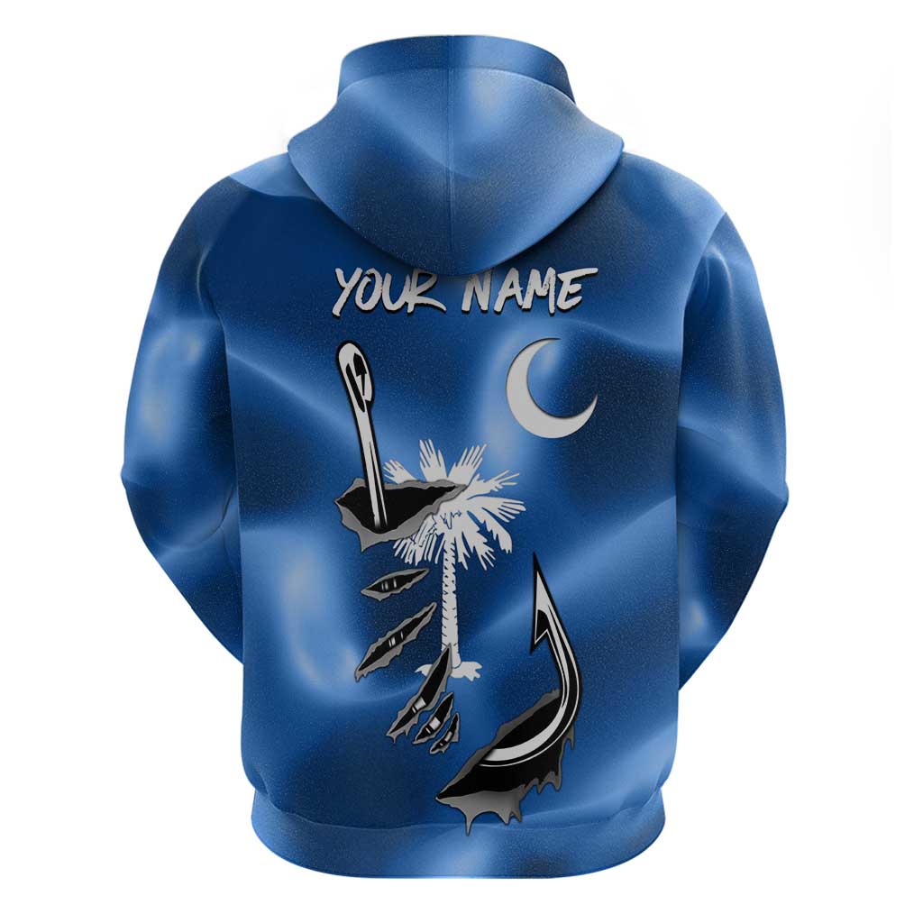 Fishing Custom South Carolina Flag Hoodie Fish Hook Graphic in Blue Gradient Design TS04
