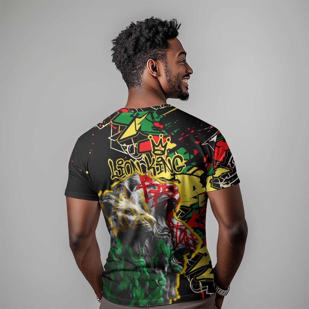 Lion King Africa Graffiti T shirt Bold Text and Neon Colors TS04