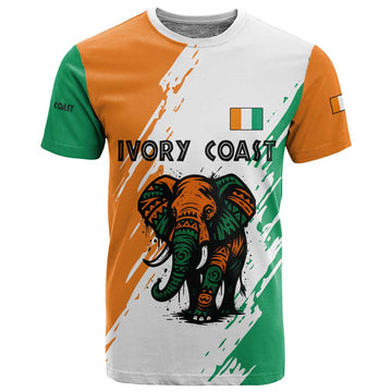 Ivory Coast T shirt African Elephant in Ivorian Flag Colors TS04