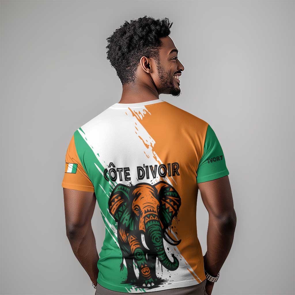 Ivory Coast T shirt African Elephant in Ivorian Flag Colors TS04