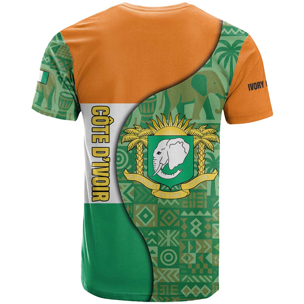 Ivory Coast T shirt Elephant Crest and Tribal Pattern TS04