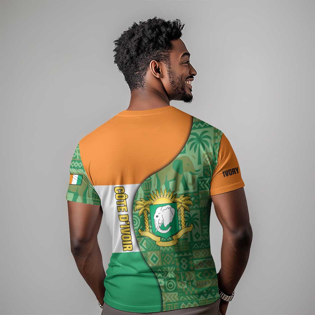 Ivory Coast T shirt Elephant Crest and Tribal Pattern TS04