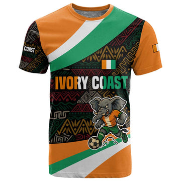 Ivory Coast Elephants Football T shirt Soccer with Tribal Pattern TS04