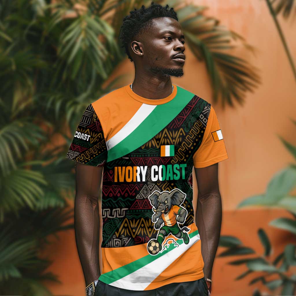 Ivory Coast Elephants Football T shirt Soccer with Tribal Pattern TS04