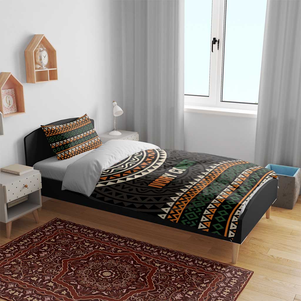 Ivory Coast African Pattern Bedding Set Ethnic Geometric and National Motto TS04