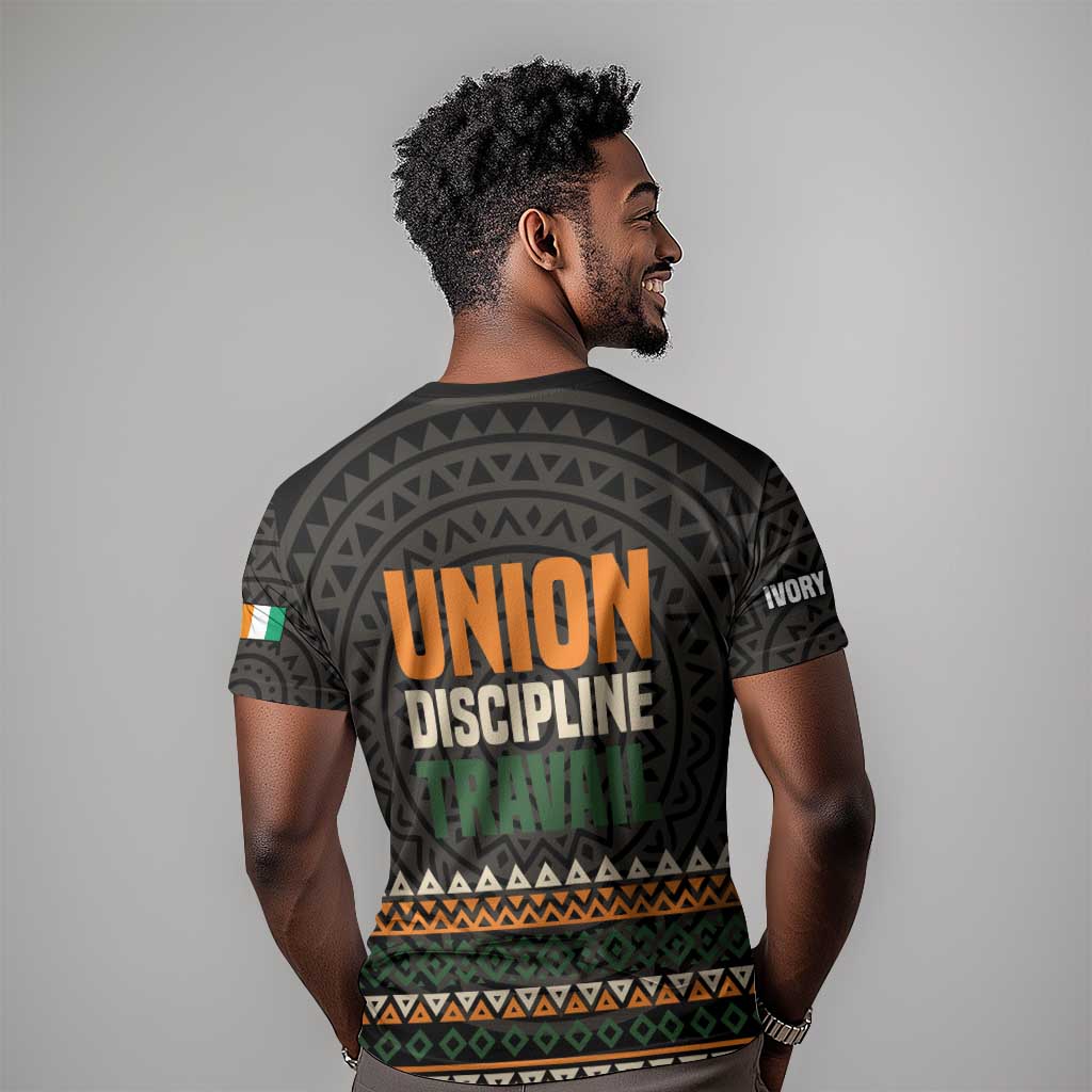 Ivory Coast African Pattern T shirt Ethnic Geometric and National Motto TS04