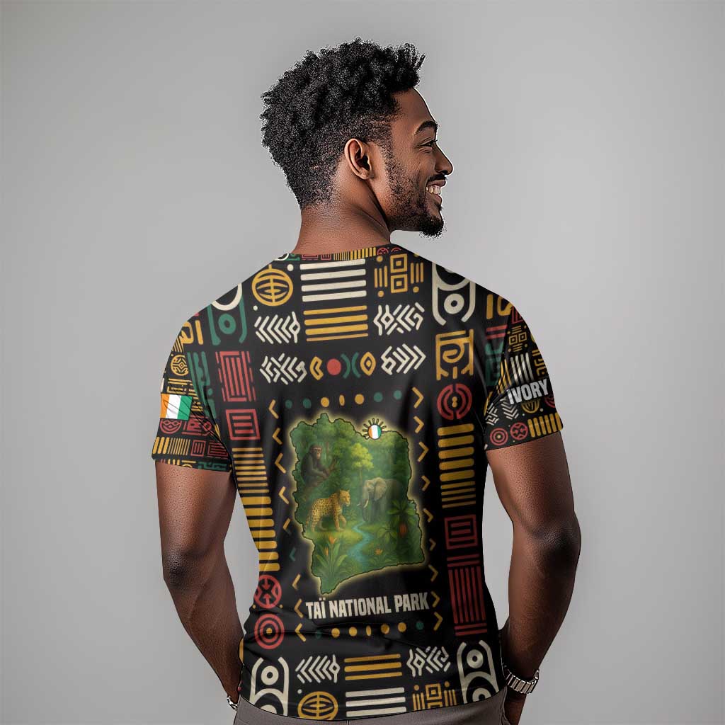 Ivory Coast T shirt Tai National Park Wildlife Map TS04