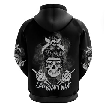 I Do What I Want Skull Black And White Hoodie TS04