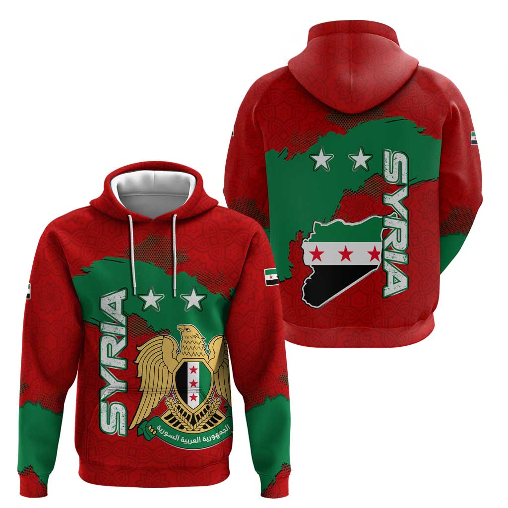 Syria National Emblem Hoodie with Map and Flag Pattern TS04