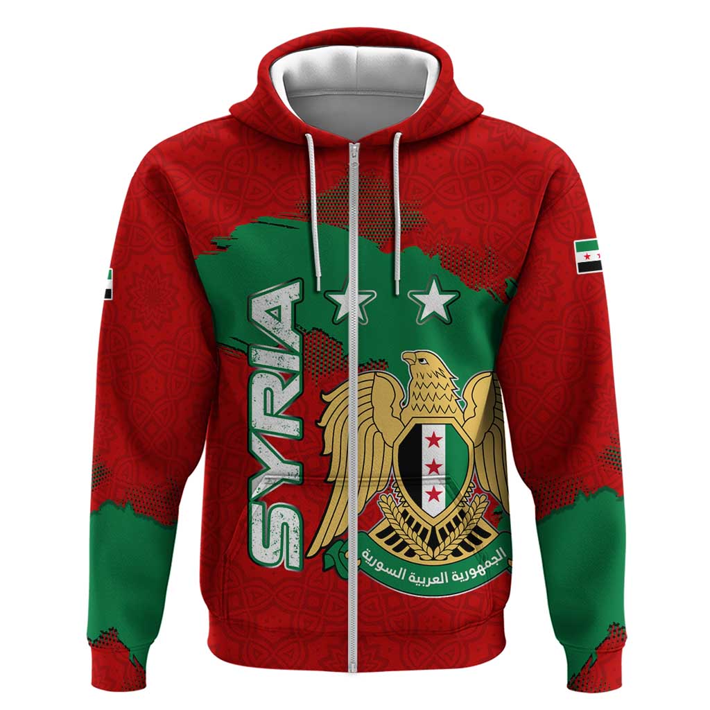 Syria National Emblem Hoodie with Map and Flag Pattern TS04