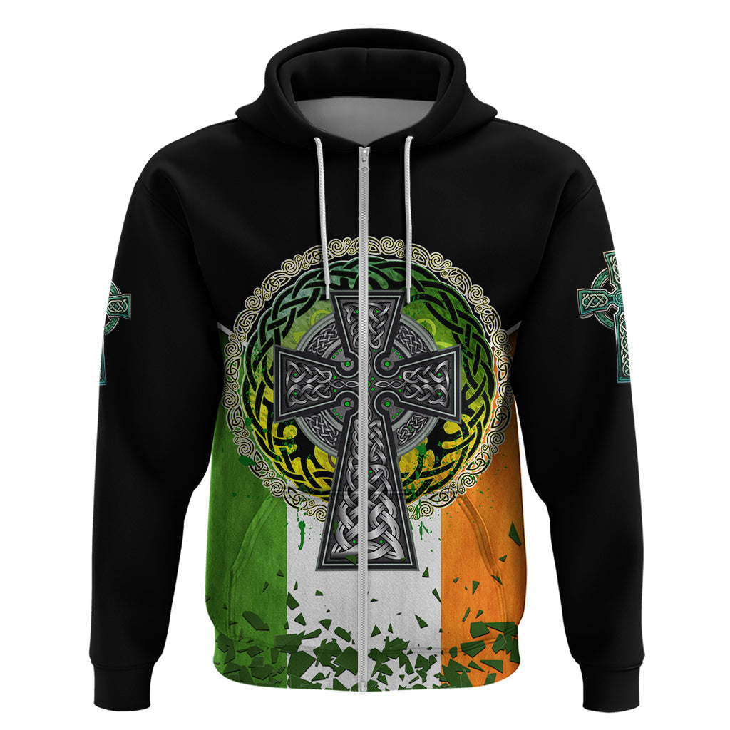 Irish Cross Mix With Shamrock Floral And Flag Hoodie TS04