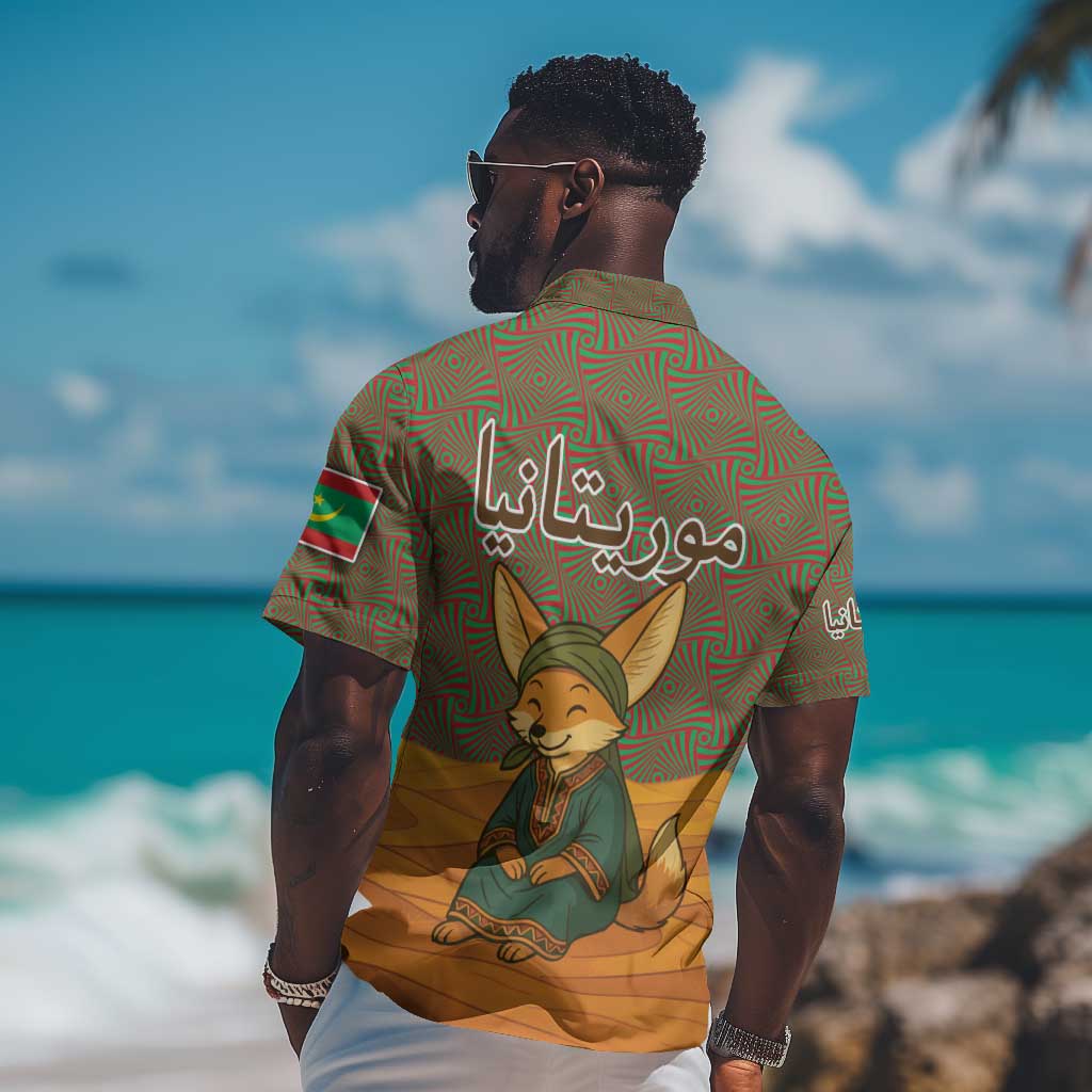 Mauritania Hawaiian Shirt - Cute Fennec Fox and Arabic Calligraphy Desert Design TS04