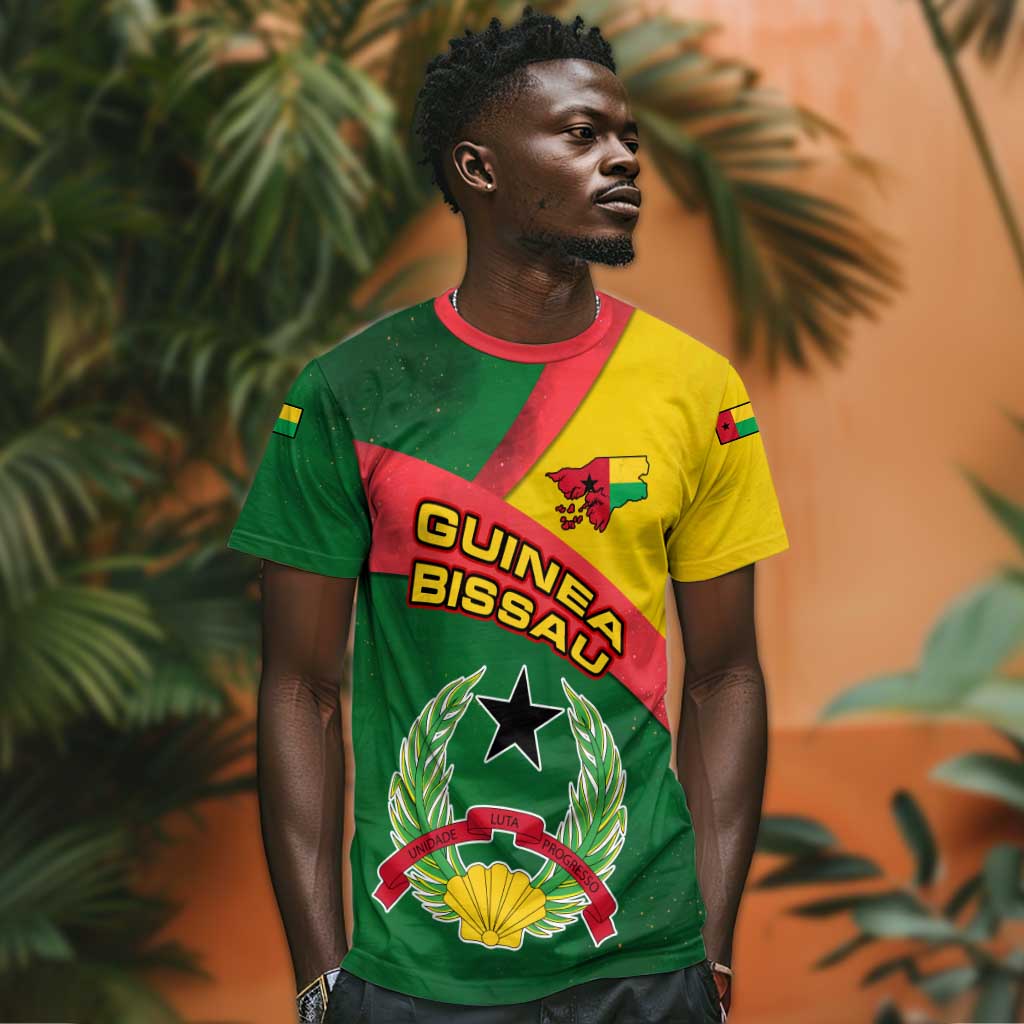 Guinea Bissau T shirt Green Yellow Red Swirl TS04