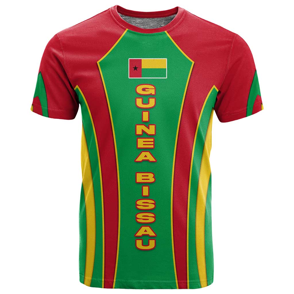 Guinea Bissau T shirt Red Green Yellow Stripe Design and Black Star TS04