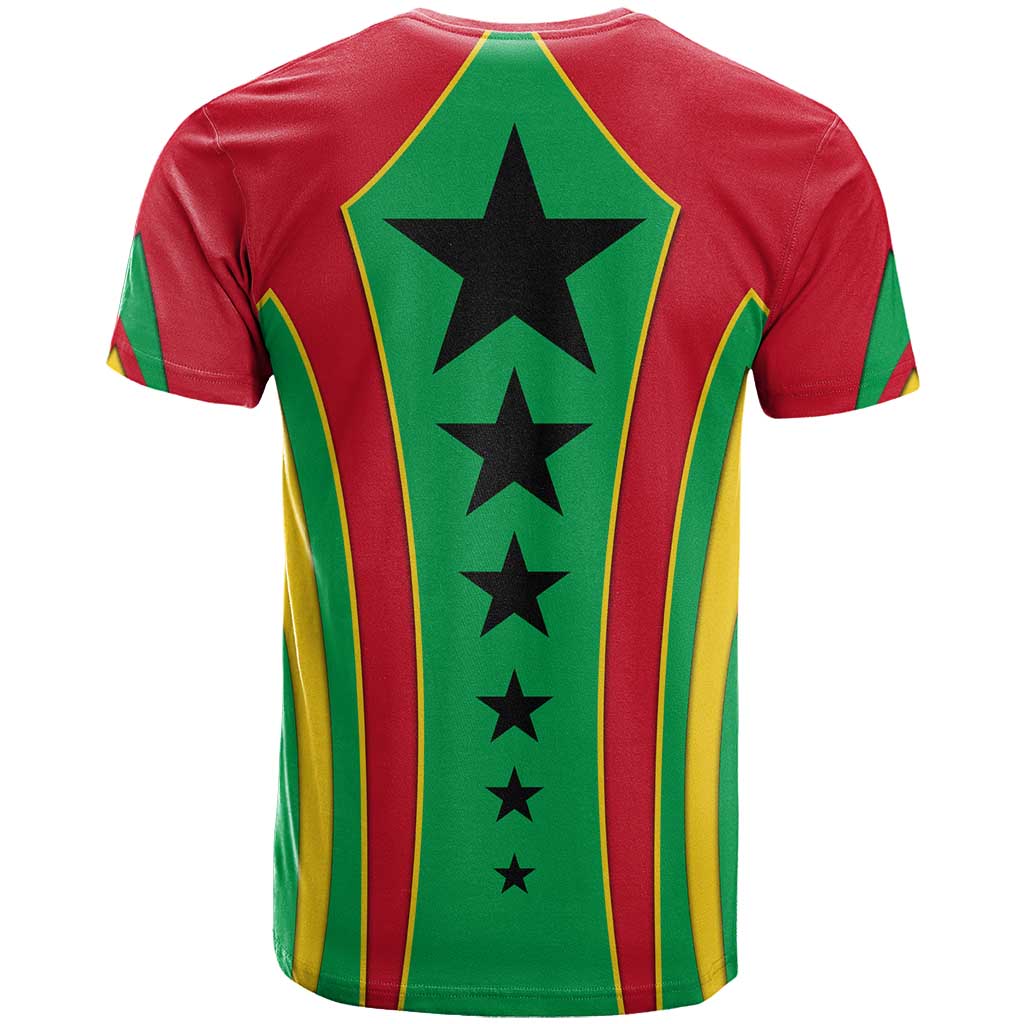 Guinea Bissau T shirt Red Green Yellow Stripe Design and Black Star TS04